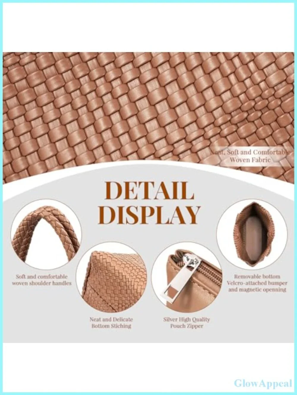 Woven Tote Bag for Women Soft Vegan Leather Large Shoulder Bag